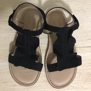 Black Ruffle Sandals